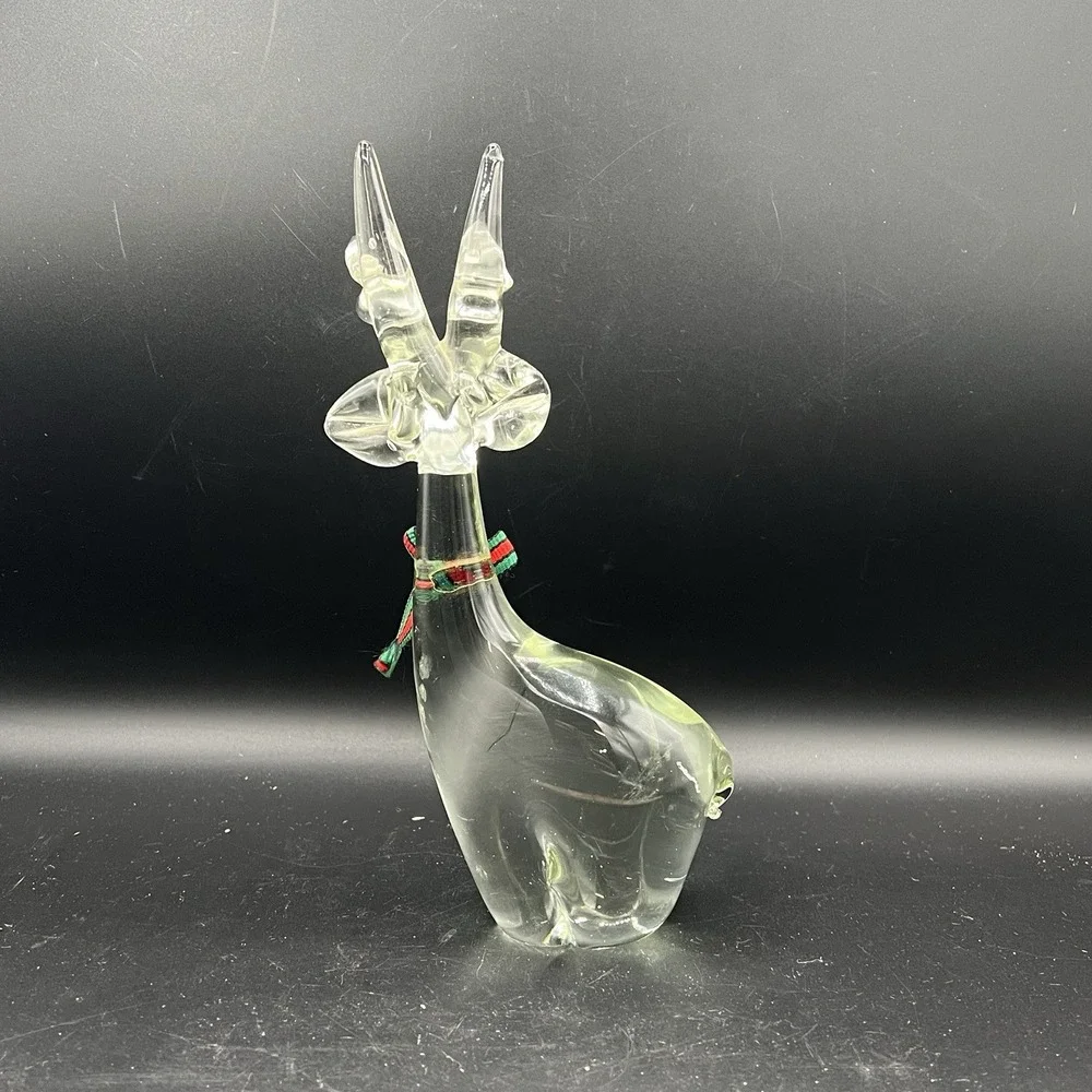 Vintage Enesco Clear‎ Glass Christmas Reindeer Figurine 8